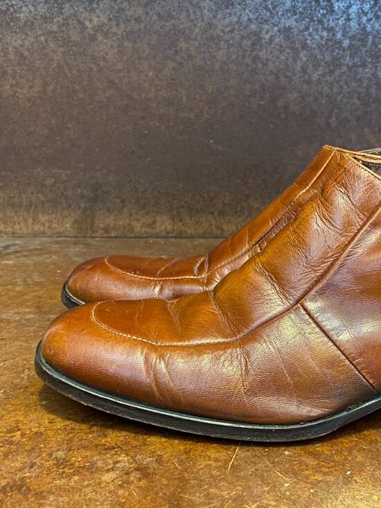 Vintage 1970s Men\'s FLORSHEIM Beatles Brown Leather Side Zipper Ankle Boots main image 5